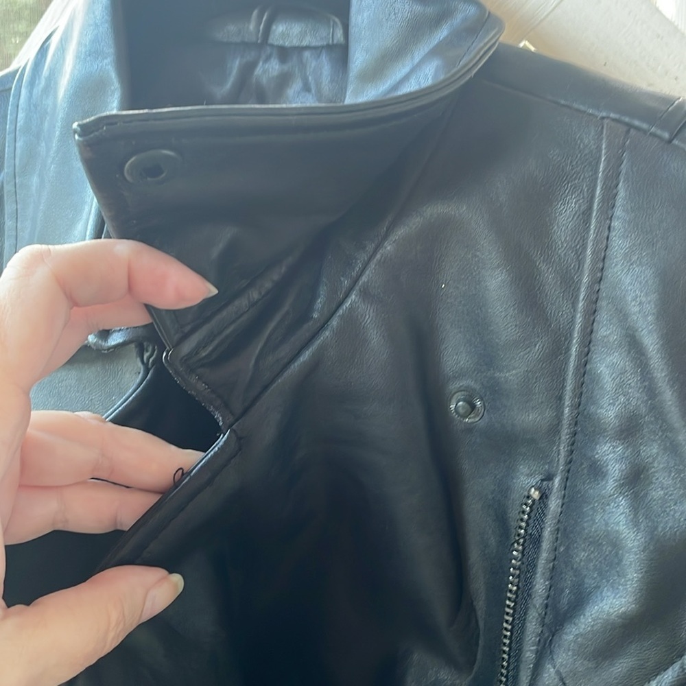 INC Int’l Concepts Leather Graphic-Back Moto Jacket - Picture 5 of 14
